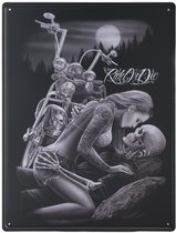 Wandbord –  Ride or Die – Motor – Skull art - Vintage - Retro -  Wanddecoratie – Reclame bord – Restaurant – Kroeg - Bar – Cafe - Horeca – Metal Sign - 30x40cm