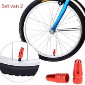 Ventieldopjes frans ventiel, set van 2 – Aluminium – Rood - Ventieldopjes fiets – Voor: Frans ventiel – Ventieldop – Aluminium ventieldop – Ventieldop fiets - Presta FV race ventiel – Wielren