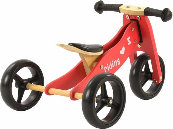 2Cycle 2 in 1 Loopfiets/Driewieler - Hout - Rood | bol.com