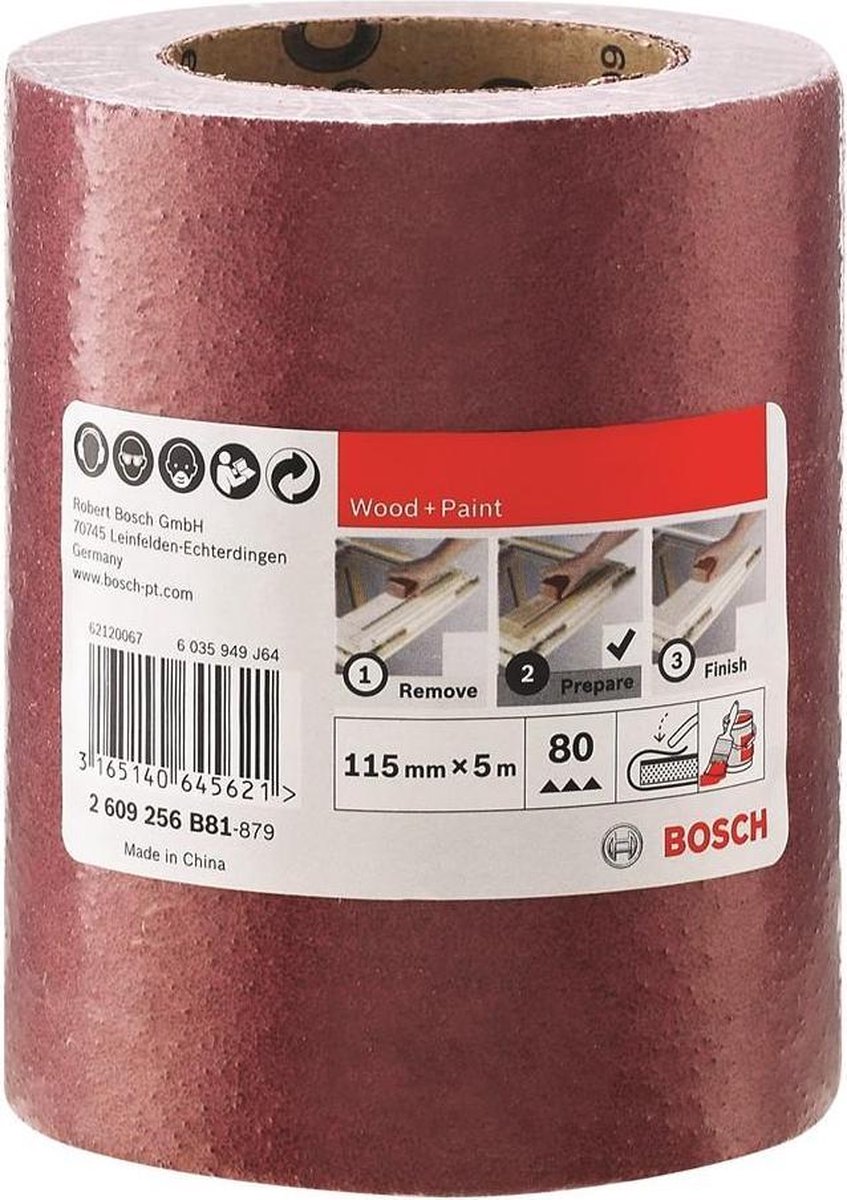 Bosch schuurrol hout 115 mm x 5 m - korrel 80