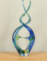 Blauw/groen glassculptuur, 39 cm, B007, Glassculptuur, Glaskunst, Glazen beeld