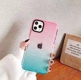 Casies iPhone 7/8 PLUS hoesje TPU Soft Case Gradiënt - Back Cover - Kleuren hoesje - Roze / Blauw
