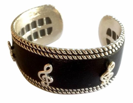 Armband zilver zwart leer