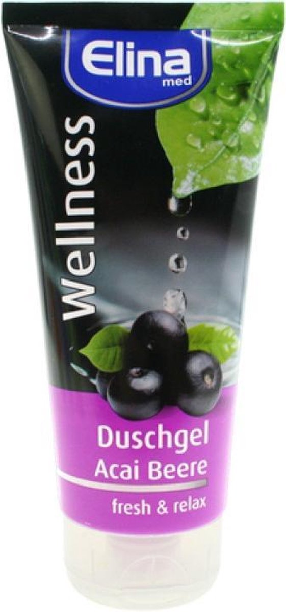 Voordeelverpakking 6 x Douchegel ** Acai Bessen ** Wellness ** Fresh & Relax ** Elina Med ** 200ml