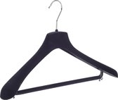 De Kledinghanger Gigant - 120 x Mantel / kostuumhanger kunststof velours zwart met schouderverbreding en broeklat, 45 cm