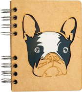 KOMONI - Duurzaam houten Schetsboek - Gerecycled papier - Navulbaar - A6 - Blanco -   Hondje