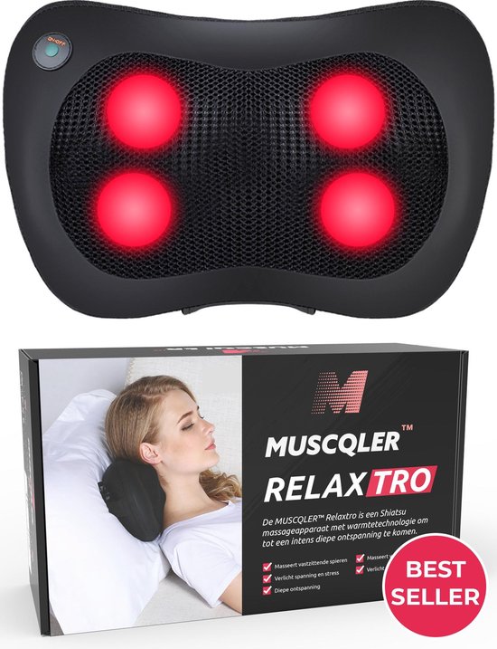 MUSCQLER RELAXTRO Massage Kussen - Shiatsu Massagekussen - Nekmassage Apparaat - Infrarood Massageapparaat