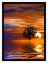 Boom - water - Zonsopgang posters - natuur poster – landschap poster -open vlakte wanddecoratie - 50x70 cm