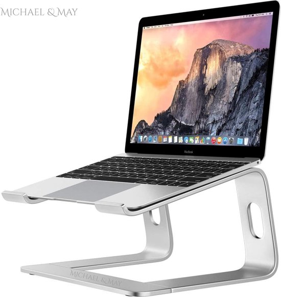 Michael & May® - Laptopstandaard – Laptopstand – Laptophouder – Laptop Steun – Laptop Statief – Laptopverhoger – Macbook Standaard – Aluminium – Zilver