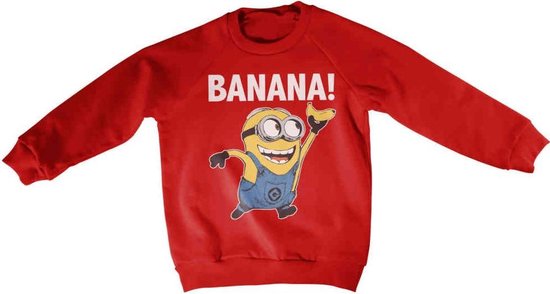 Minions Sweater/trui kids -Kids tm 8 jaar- Banana! Rood