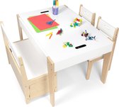 BeBoonz Kindertafel en stoeltjes mét kinderbankje – Kindertafel met opbergruimte, 2 kinderstoeltjes en kinderbankje met opbergruimte- Multifunctioneel: spelen / opbergen / omkeerba