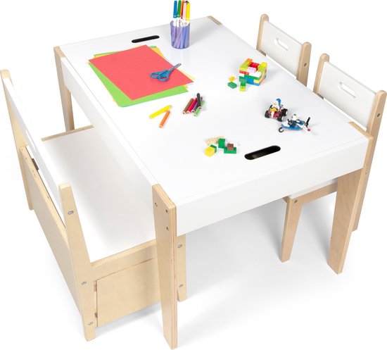 ondergeschikt klok Sluiting BeBoonz Kindertafel en stoeltjes mét kinderbankje – Kindertafel met  opbergruimte, 2... | bol.com