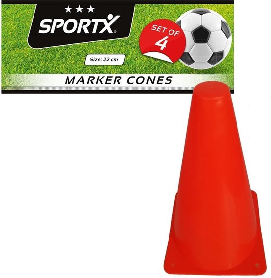 Sport/ taining voetbal pionnen oranje 22 cm - 4 stuks - Sport - veldsporten - training pion/kegel/accessoire - Merkloos