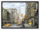 empire state building - yellow cab New York poster - Stads poster – stedelijk landschap poster - amerika- taxi wanddecoratie - 50x70 cm