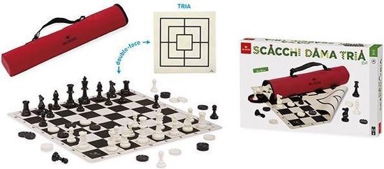 Afbeelding van het spel Dal Negro Schaak- En Dambord 50 Cm Siliconen Zwart/wit 3-delig