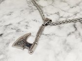 Mei’s | Viking with Axe ketting | mannen ketting / Bijl pendel | Stainless Steel / Chirurgisch Staal / Roestvrijstaal | zilver / 50 cm