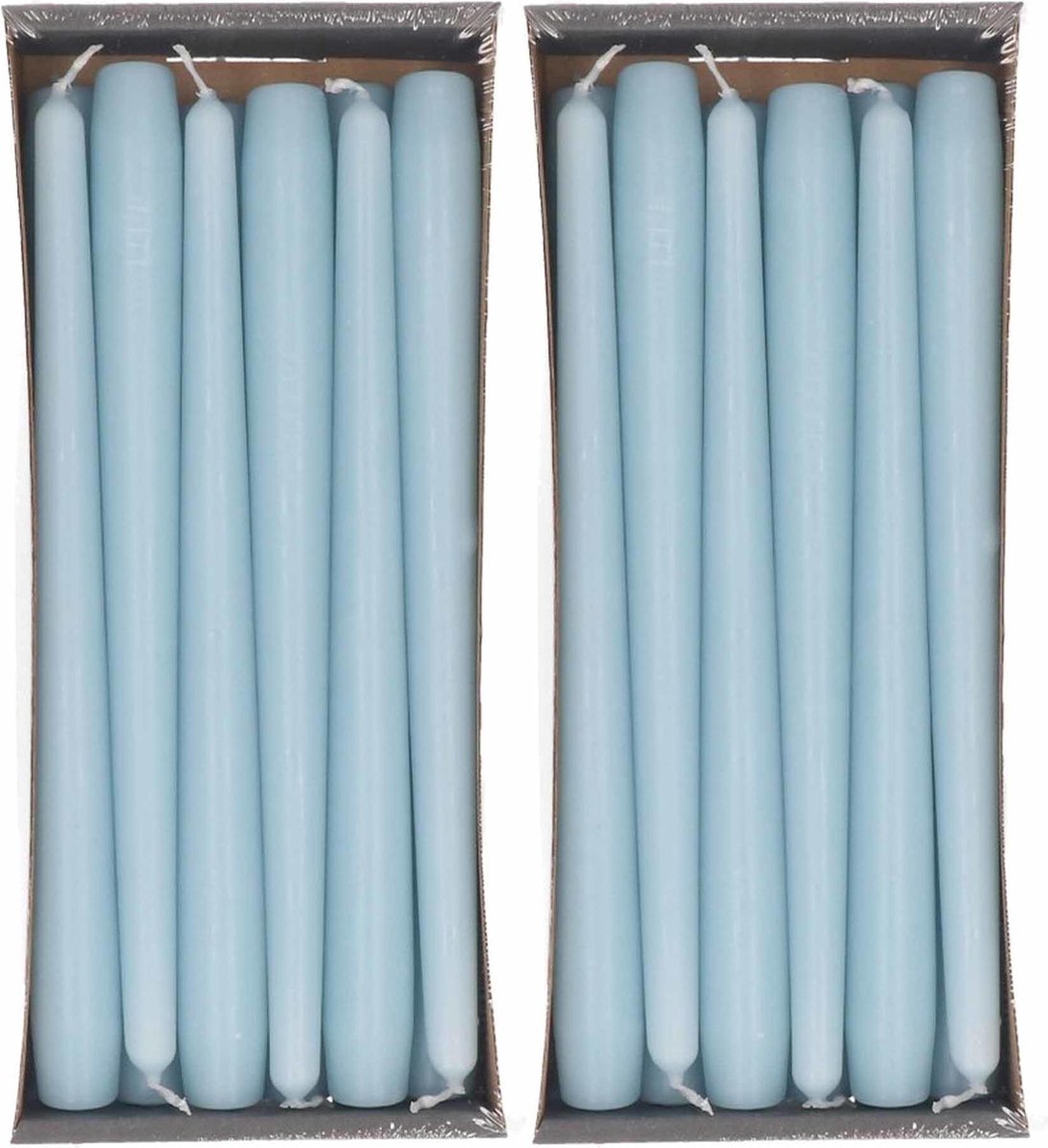 Trend versus verdund 24x Lichtblauwe dinerkaarsen 25 cm 8 branduren - Geurloze kaarsen lichtblauw  -... | bol.com