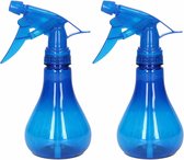 2x Waterverstuivers/spuitflessen 250 ml blauw - Plantenspuiten/schoonmaakspuiten