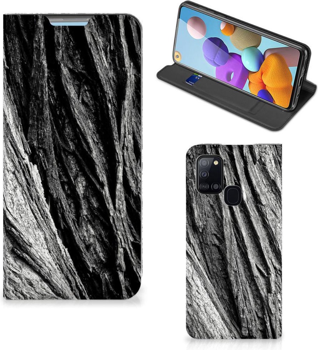 Book Wallet Case Samsung Galaxy A21s Boomschors Grijs