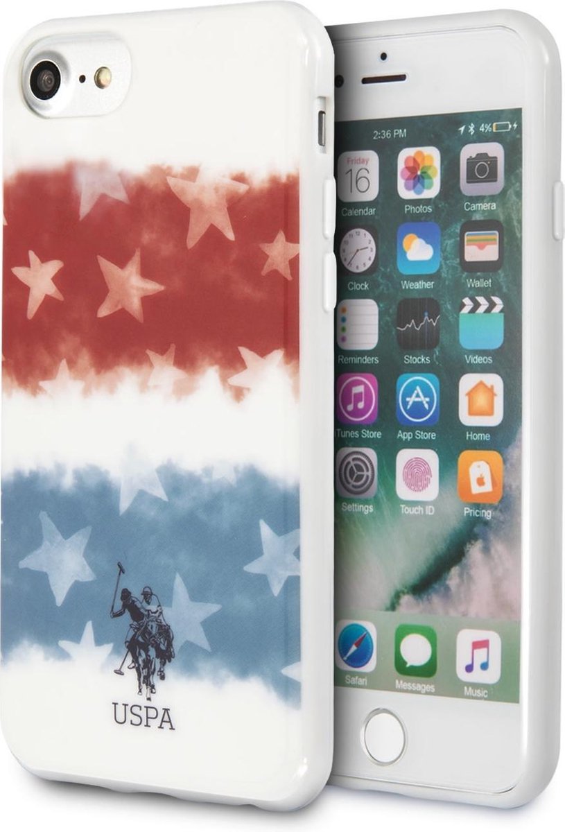 US Polo Apple iPhone SE2 (2020) & iPhone 8 Wit Backcover hoesje - Fading Amerikaanse vlag