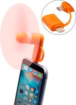 Mode 8-pins en micro-USB-poorten Mini-ventilator met twee bladeren, voor mobiele telefoon met OTG-functie en 8-pins en micro-USB-poorten (blauw)