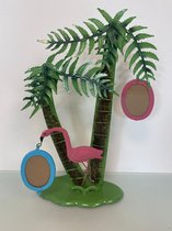 Metalen palmboom decoratie met flamingo en fotolijstjes - 1 stuk (diverse kleuren)