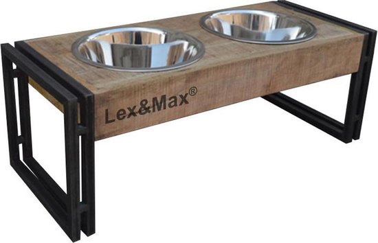 Lex & Max Feeder Oslo Mangeoires Plateaux standards en acier inoxydable 24cm 67x34x26cm bois