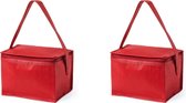 2x stuks kleine mini  koeltasjes rood sixpack blikjes - Compacte koelboxen/koeltassen en elementen