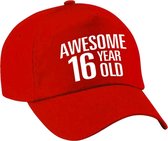 Awesome 16 year old verjaardag pet / cap rood voor dames en heren - baseball cap - verjaardags cadeau - petten / caps