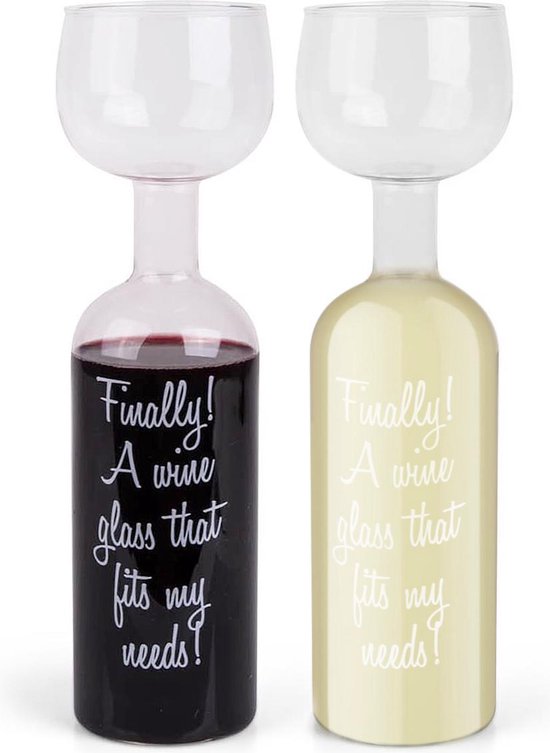 Awemoz Wijnglas Fles – Wijn Accessoires – Glas 750 ml – Wijnfles Glas – Wine Bottle Glass – XXL Wijn Glas – Voor Rode, Witte en Rosé wijn – Voor een Hele Fles Wijn - Uniek Groot Wijnglas - Cadeau voor Vrouw
