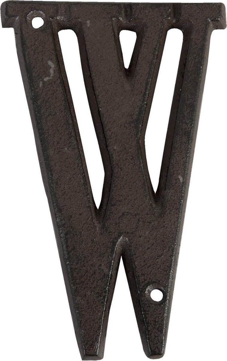 IJzeren Letter W 13 cm Bruin IJzer