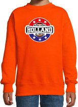 Have fear Holland is here sweater met sterren embleem in de kleuren van de Nederlandse vlag - oranje - kids - Holland supporter / Nederlands elftal fan trui / EK / WK / kleding 118/128 (7-8 jaar)