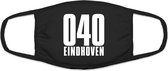 040 Eindhoven mondkapje | gezichtsmasker | bescherming | bedrukt | logo | Zwart mondmasker van katoen, uitwasbaar & herbruikbaar. Geschikt voor OV