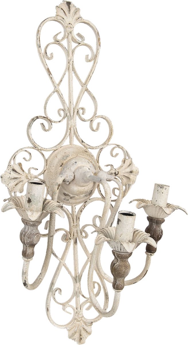 Clayre & Eef Wandlamp 40x29x70 cm Wit IJzer
