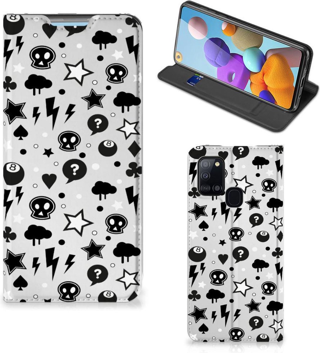 Mobiel BookCase Samsung Galaxy A21s Silver Punk