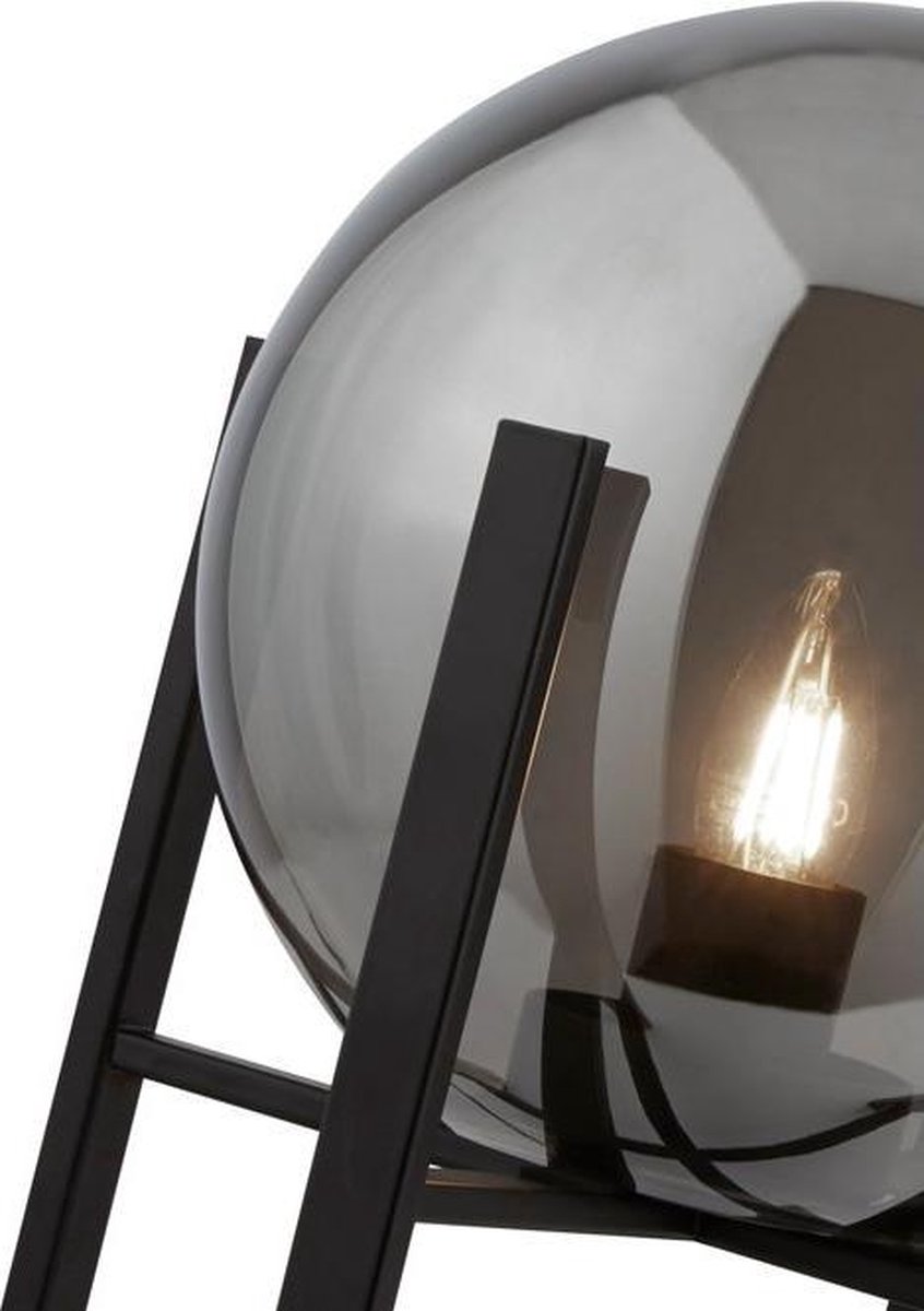 Oldham Tafellamp mat zwart met smoke glas - Modern - Searchlight