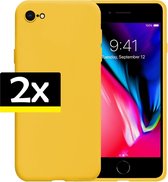 Hoesje Geschikt voor iPhone SE 2020 Hoesje Siliconen Case - Hoes Geschikt voor iPhone SE (2020) Hoes Siliconen - Geel - 2 Stuks