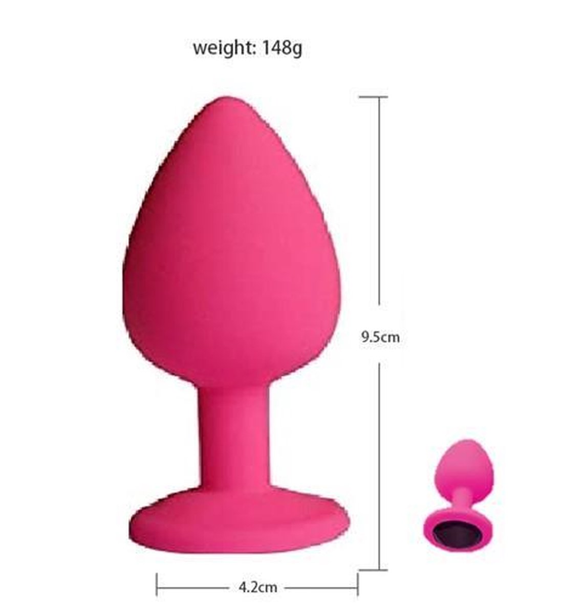 Goedkoopste Anaal plug - Siliconen - Plug - Roze - Zwarte Steen - Ø 4.2 cm - Large