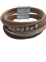 Petra's Sieradenwereld - *Armbandenset taupe leer met magneetsluiting (009)