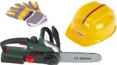 Klein Toys Bosch arbeiderset - kinderkettingzaag, handschoenen, verstelbare helm - geeft plezier geen bescherming - multicolor