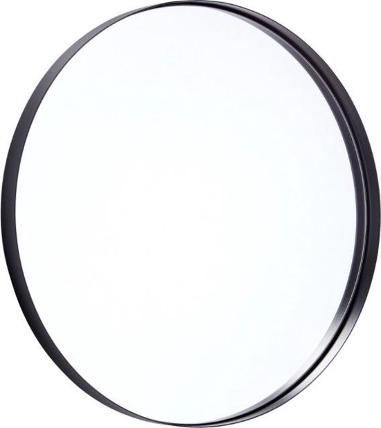 Spiegel rond met metalen lijst - zwart - 48 cm | bol.com