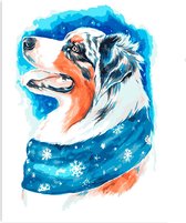Diamond Painting Winter Hond 20x30cm Rond (op lijst)