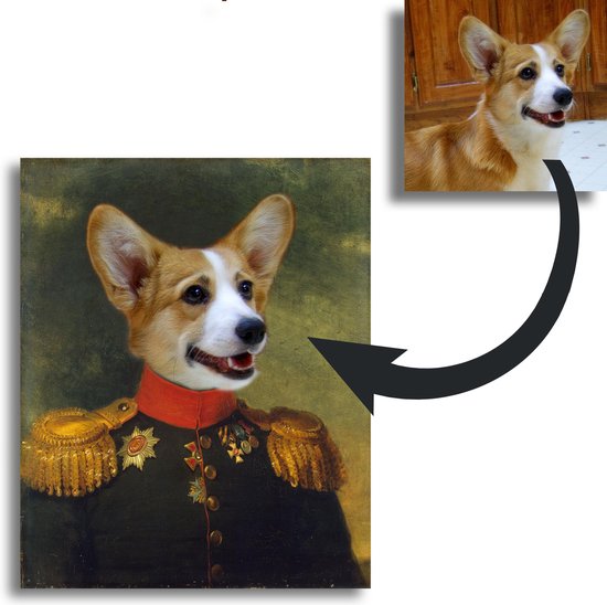 Huisdier schilderij portret canvas / hond kat