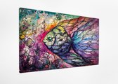 Braveprint - Schilderij - Fantastische Vis Afgedrukt % Uitgerekt Het Hoge Kwaliteit. Muurhanger Geïnstalleerd. Wanddecoratie. - Groen, Blauw, Geel, Roze En Paars - 40 X 60 Cm