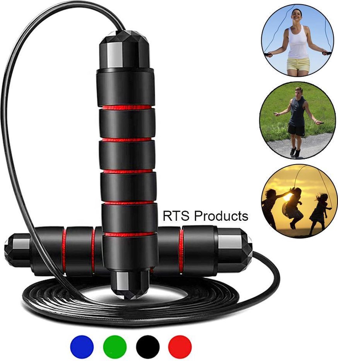 RTS products® Verzwaard springtouw - springtouw met speciale grip - kogellagers - Professionele verstelbare springtouw met kogellager - springtouw groen - springtouw volwassenen - speedrope - fitness - cardio - boxen - yoga - crossfit
