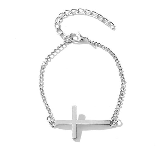 Armband dames | armband heren | armband met kruis | zilverkleurig | kruis hanger | unisex | cadeau voor man | black friday 2023 | sinterklaas | kerstcadeau voor vrouw