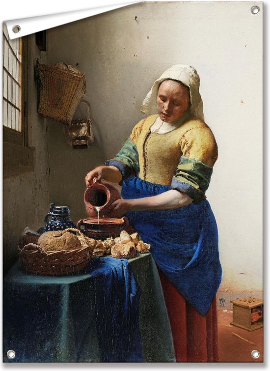 Tuinposter/Tuindoek Melkmeisje Johannes Vermeer 60x90 cm