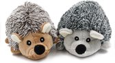 Pluche Egel , set van 2 Egels , bruin en grijs , Knuffel Egels 18cm