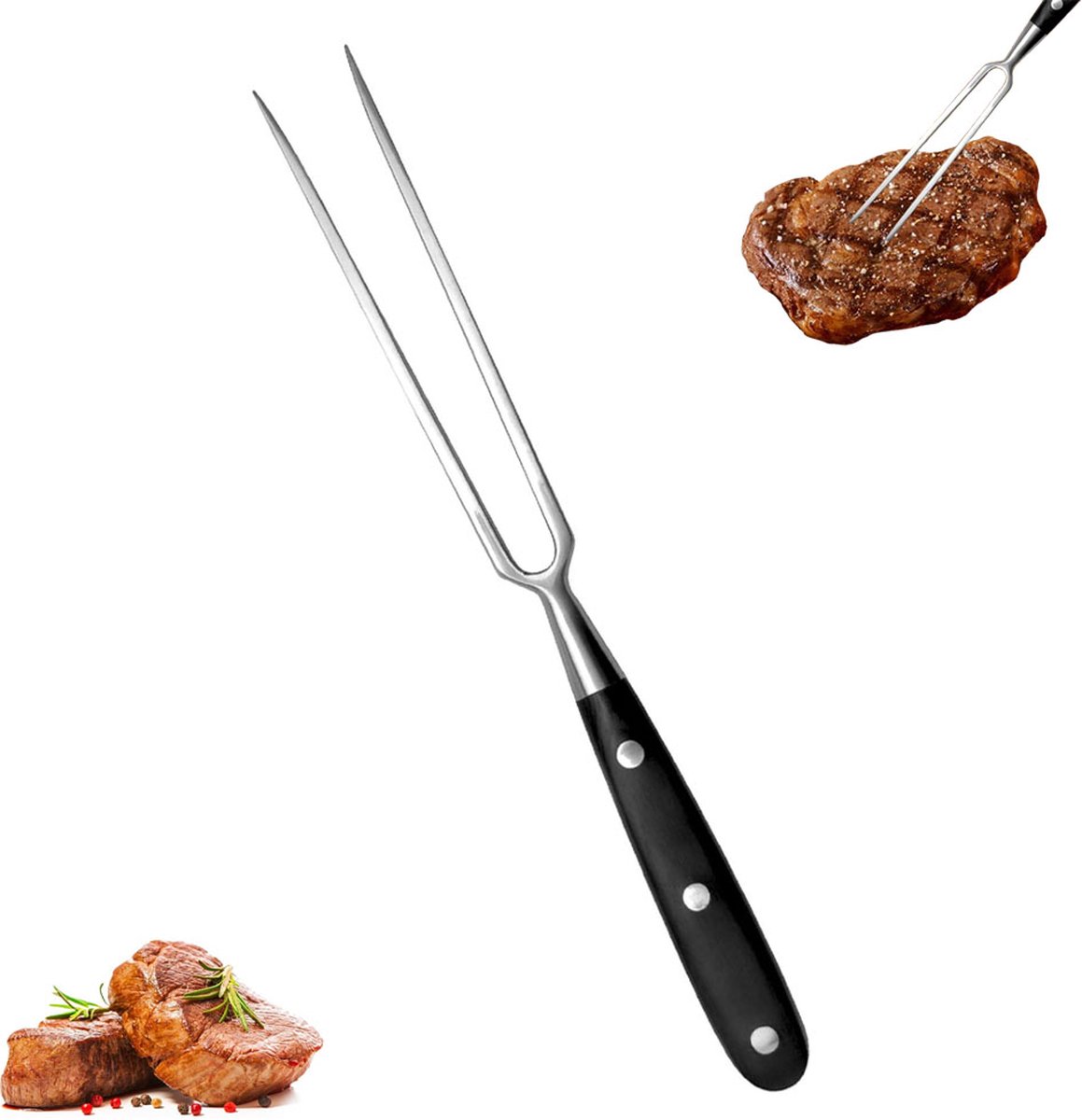 Wafelvork - Vleesvork - Rvs - Marshmallow Spiezen - Serveervork - 30 Cm - Wafelijzer Accessoire - Wafelmaker Accessoire - Trancheervork - Wafel Vork - Keukengerei - Kookgerei - Met Hittebestendige Greep - Voor Grill Keuken Kalkoen Braden Diner