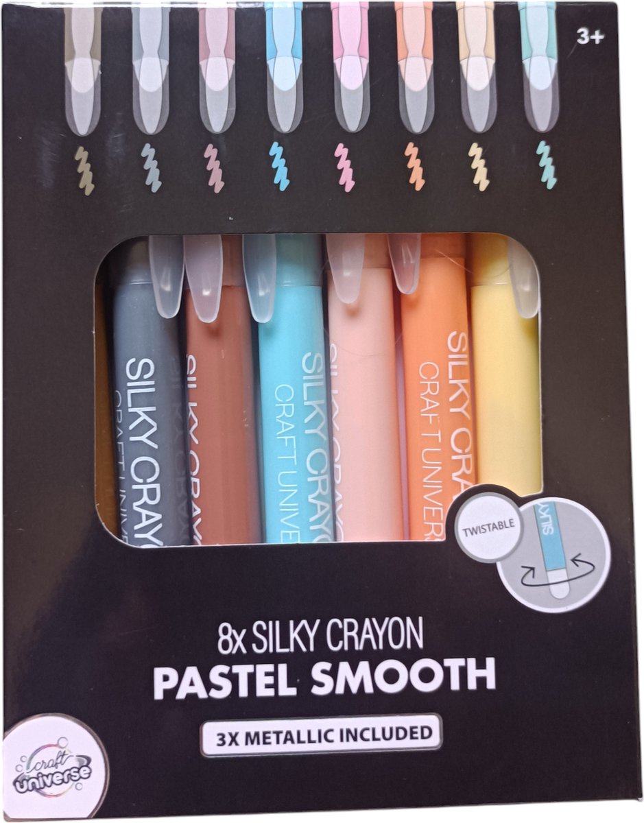 Craft Univerce- Pastel Smooth Crayon - 8 stuks , waarvan 3 metallic
